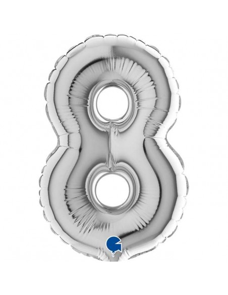 Globo 7" mylar Numero 8 Plata "Silver" GRABO