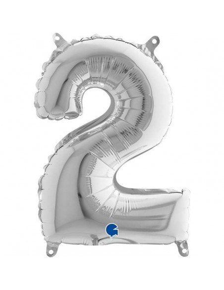 Globo 14" mylar Numero 2 Plata "Silver" GRABO