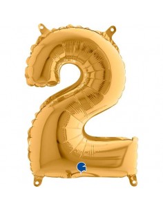 Globo 14" mylar Numero 2 Oro "Gold" GRABO