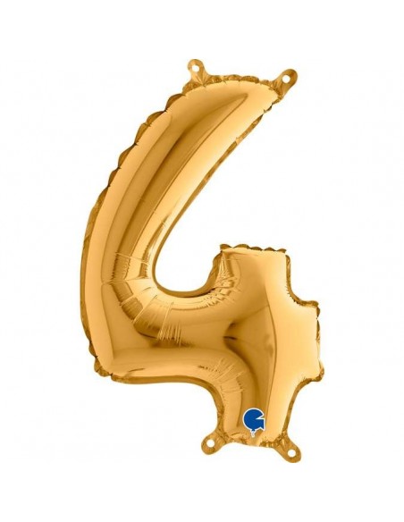 Globo 14" mylar Numero 4 Oro "Gold" GRABO