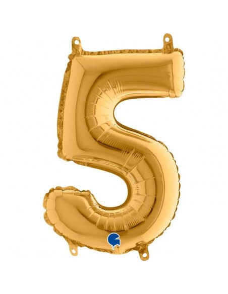 Globo 14" mylar Numero 5 Oro "Gold" GRABO