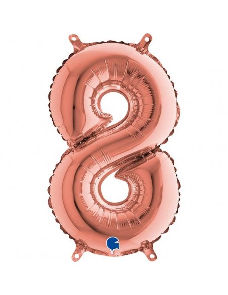 Globo 14" mylar Numero 8 Rose Gold GRABO