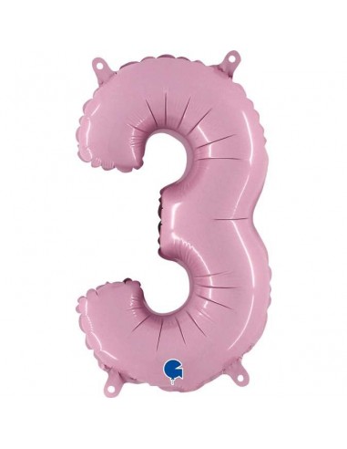 Globo 14" mylar Numero 3 Rosa "Pink"