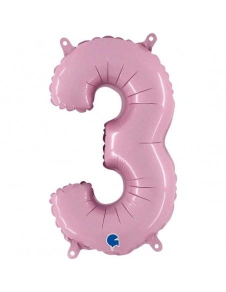Globo 14" mylar Numero 3 Rosa "Pink" GRABO