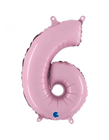 Globo 14" mylar Numero 6 Rosa "Pink"