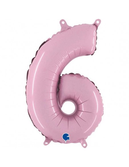 Globo 14" mylar Numero 6 Rosa "Pink" GRABO