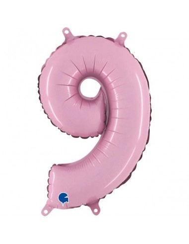 Globo 14" mylar Numero 9 Rosa "Pink"