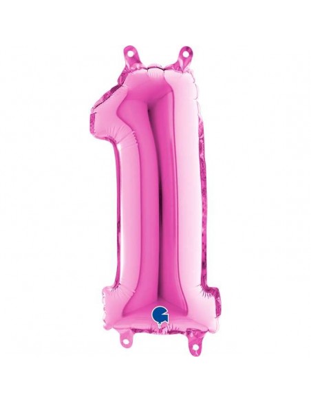 Globo 14" mylar Numero 1 Fucsia "Hot Pink" GRABO