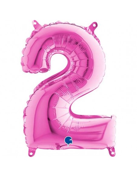 Globo 14" mylar Numero 2 Fucsia "Hot Pink" GRABO