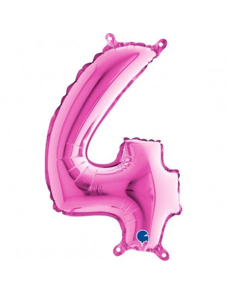 Globo 14" mylar Numero 4 Fucsia "Hot Pink" GRABO