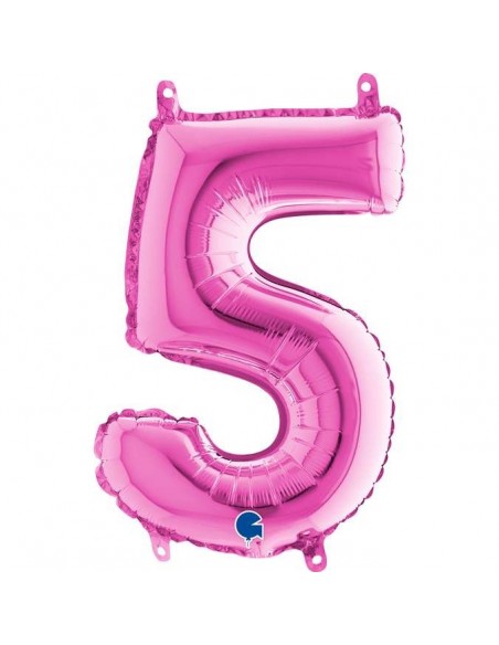 Globo 14" mylar Numero 5 Fucsia "Hot Pink" GRABO