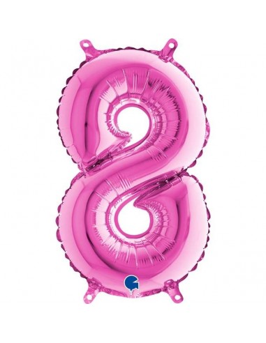 Globo 14" mylar Numero 8 Fucsia "Hot Pink" GRABO