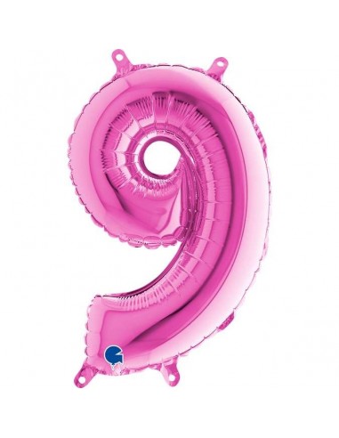 Globo 14" mylar Numero 9 Fucsia "Hot Pink"