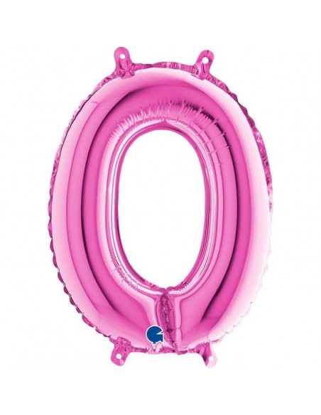 Globo 14" mylar Numero 0 Fucsia "Hot Pink" GRABO