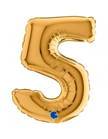 Globo 7" mylar Numero 5 Oro "Gold" GRABO
