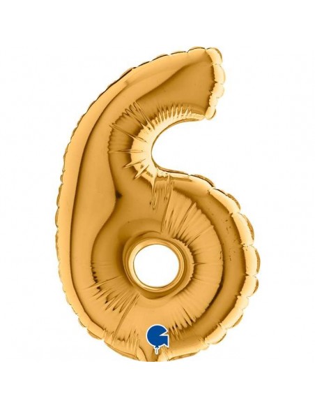 Globo 7" mylar Numero 6 Oro "Gold" GRABO