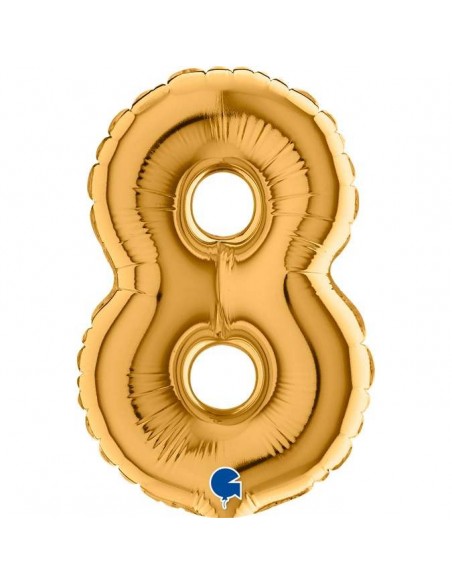 Globo 7" mylar Numero 8 Oro "Gold" GRABO