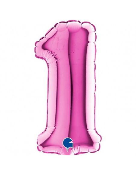 Globo 7" mylar Numero 1 Fucsia "Hot Pink" GRABO