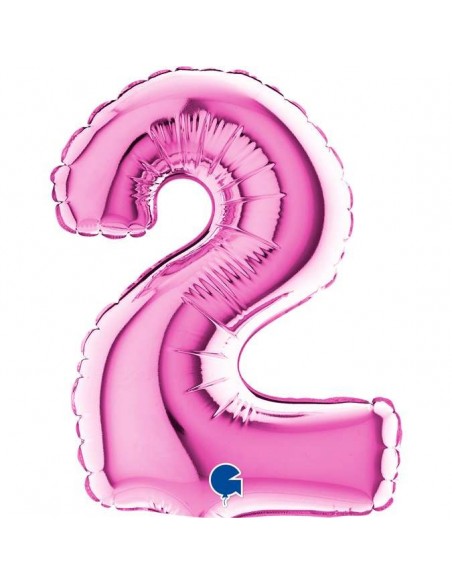 Globo 7" mylar Numero 2 Fucsia "Hot Pink" GRABO