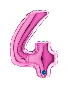 Globo 7" mylar Numero 4 Fucsia "Hot Pink" GRABO