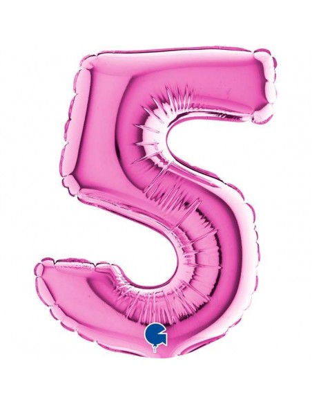 Globo 7" mylar Numero 5 Fucsia "Hot Pink" GRABO