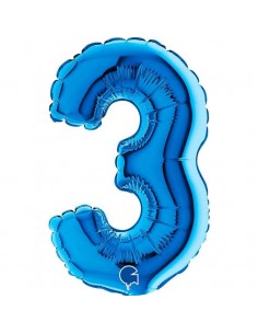 Globo 7" mylar Numero 3 Blu "Blue" GRABO