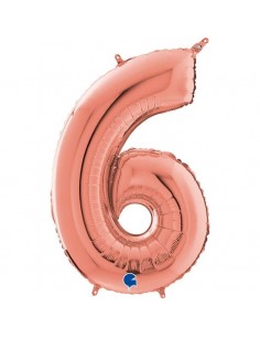 Globo 40" mylar Numero 6 Rose Gold GRABO