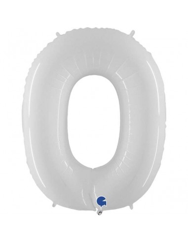 Globo 40"  100cm mylar Numero 0 Blanco "White"