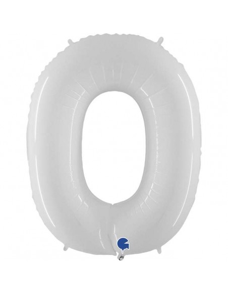 Globo 40" 100cm mylar Numero 0 Blanco "White" GRABO