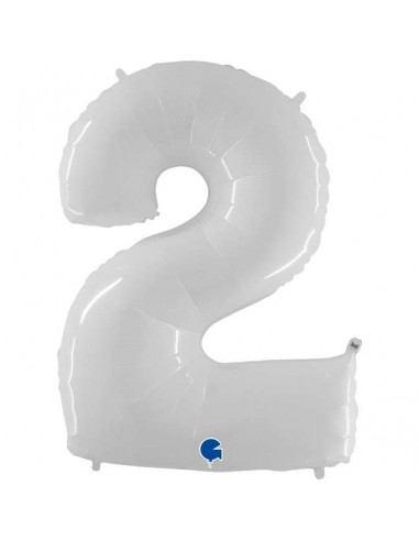 Globo 40" mylar Numero 2 Blanco "White"