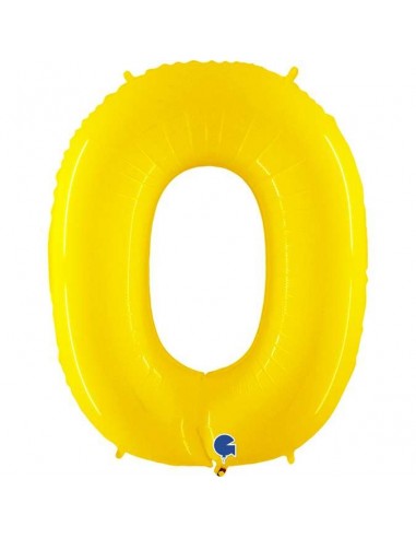 Globo 40" mylar Numero 0 AMARILLO  FLUO "Yellow"