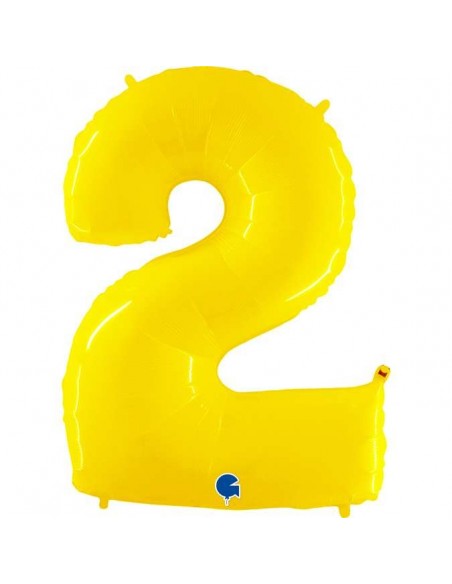 Globo 40" mylar Numero 2 AMARILLO FLUO "Yellow" GRABO