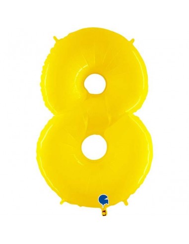 Globo 40" mylar Numero 8 AMARILLO  FLUO "Yellow"