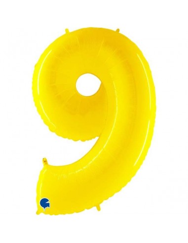 Globo 40" mylar Numero 9 AMARILLO  FLUO "Yellow"