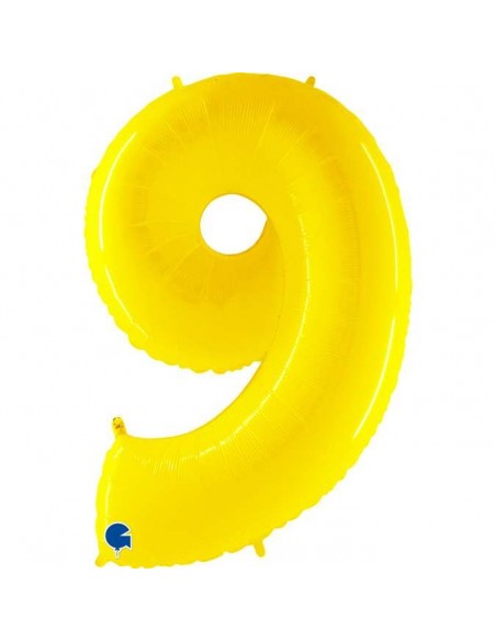 Globo 40" mylar Numero 9 AMARILLO FLUO "Yellow" GRABO