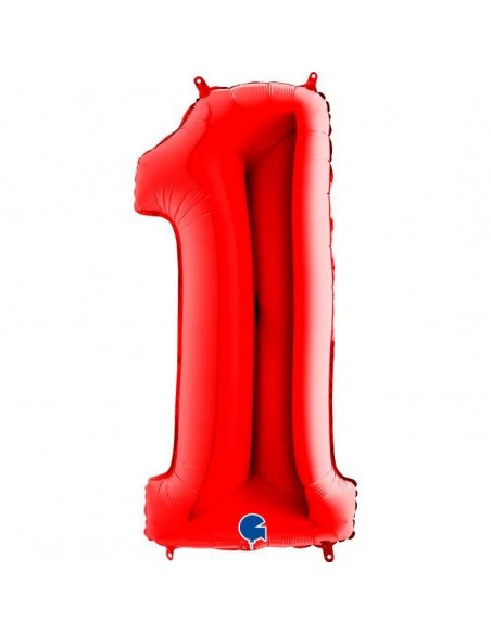 Globo 40" mylar Numero 1 Rojo "Red" GRABO