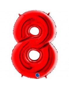 Globo 40" mylar Numero 8 Rojo "Red" GRABO