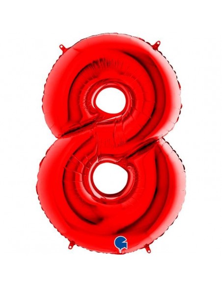 Globo 40" mylar Numero 8 Rojo "Red" GRABO