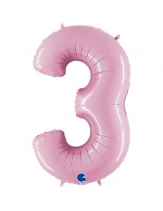 Globo 40" mylar Numero 3 Rosa "Pink" GRABO