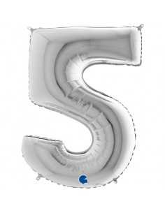 Globo 40" mylar Numero 5 Plata "Silver" GRABO