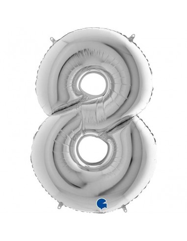 Globo 40" mylar Numero 8 Plata "Silver"