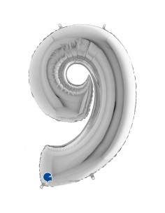 Globo 40" mylar Numero 9 Plata "Silver" GRABO