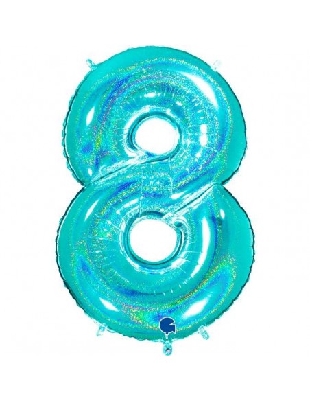 Globo 40" mylar N.8 Tiffany Glitter Holografico GRABO