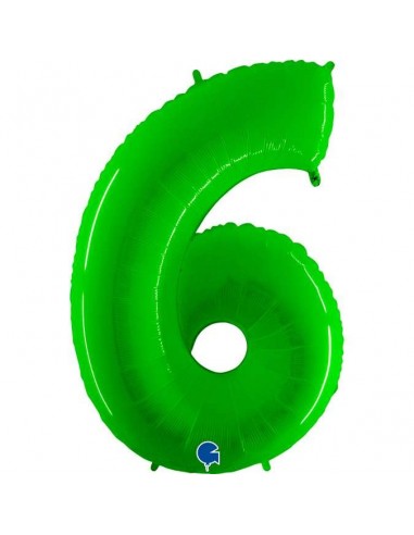 Globo 40" mylar Numero 6 Verde Fluo