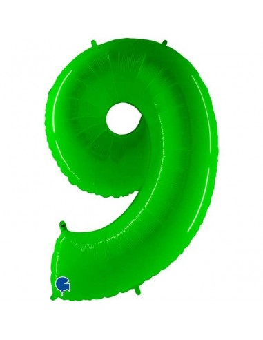 Globo 40" mylar Numero 9 Verde Fluo