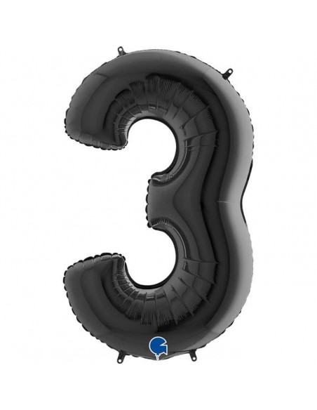Globo 40" mylar Numero 3 Negro "Black" GRABO