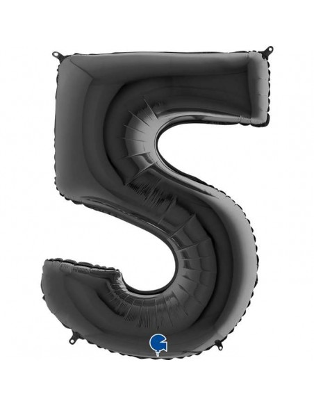 Globo 40" mylar Numero 5 Negro "Black" GRABO