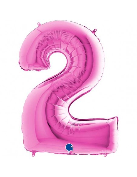 Globo 40" mylar Numero 2 Fucsia "Hot Pink" GRABO