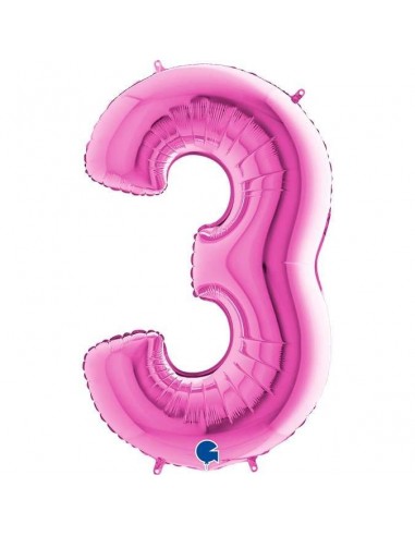 Globo 40" mylar Numero 3 Fucsia "Hot Pink"