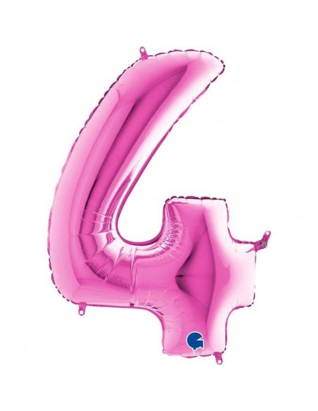 Globo 40" mylar Numero 4 Fucsia "Hot Pink" GRABO